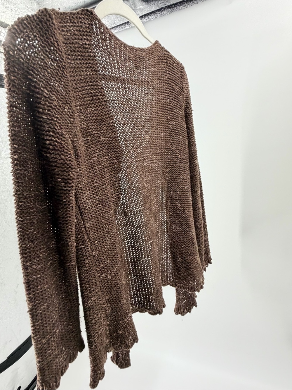 Vintage BCBGMaxAzria Brown Open-Knit Button-Front‎ Cardigan - Picture 5 of 8